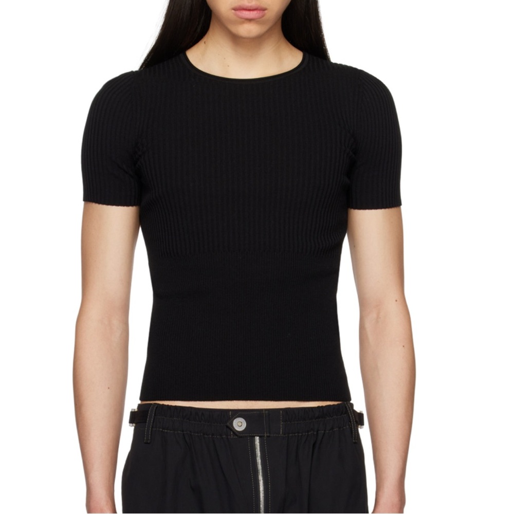 Dion Lee Black Gradient Rib T-Shirt